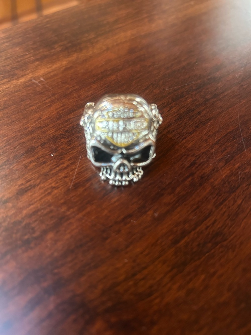Harley-Davidson Silver Skull Ring with Black Accents